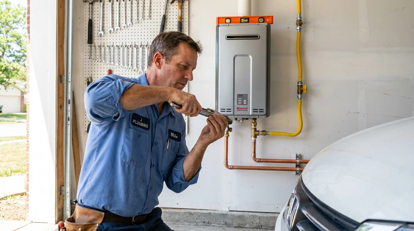 Tankless water heater installation by a Johns Plumbing LLC plumber in Meade